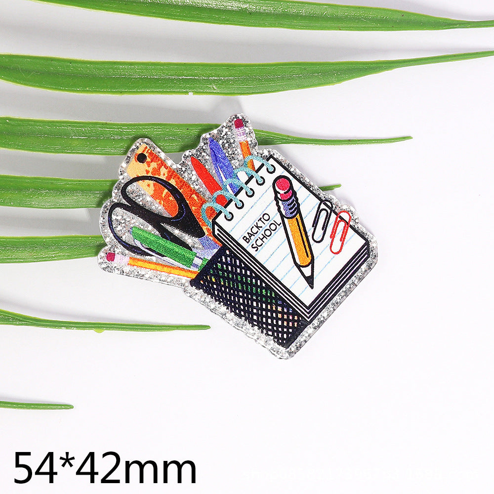 Wholesale 10pcs Loose Powder Cartoon Teacher Stationery Style DIY Accessories FlatBack